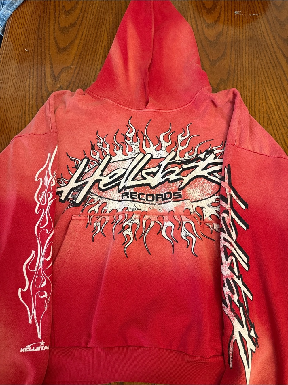 Hellstarz Records Red Graphic Hoodie Sweatshirt